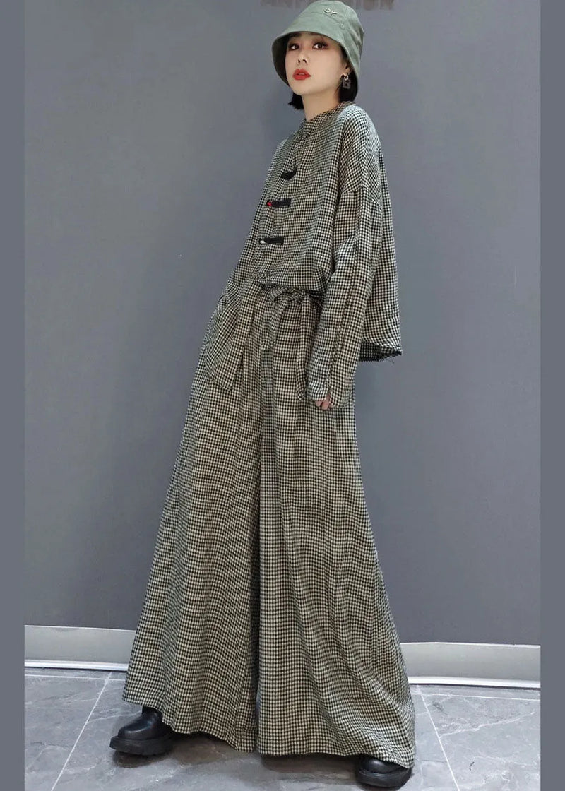 Organic Grey Plaid Pockets 2 Piece Outfit Spring