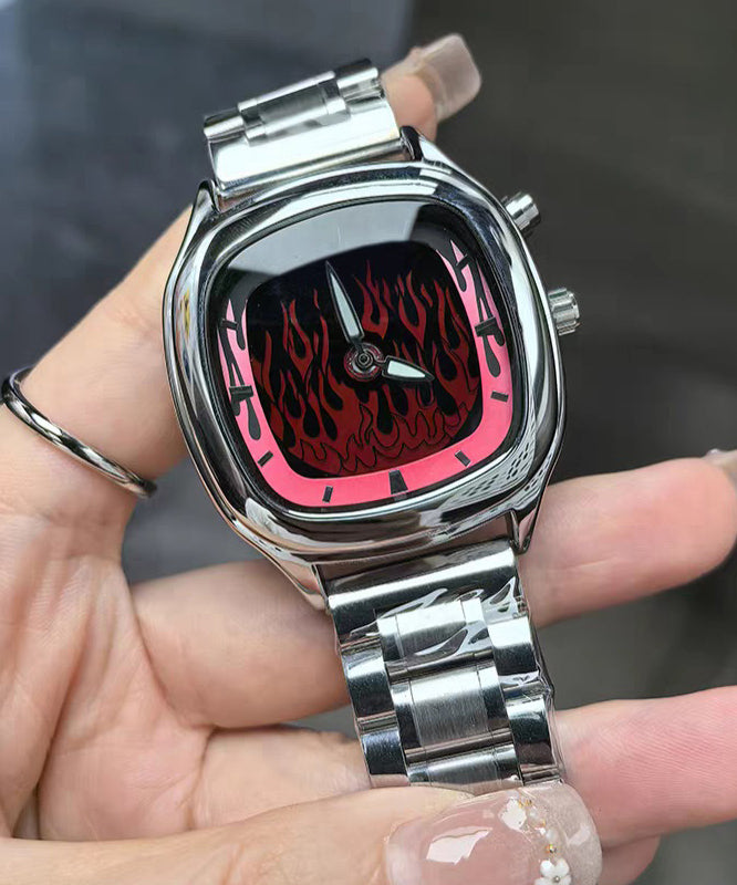 Stylish Red Stainless Steel Dynamic Flame Watches