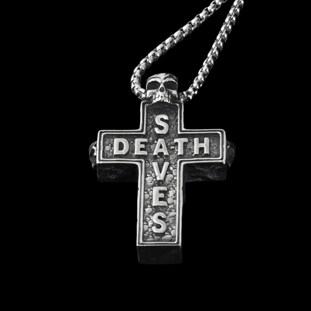 Death Saves Cross Skull Pendant