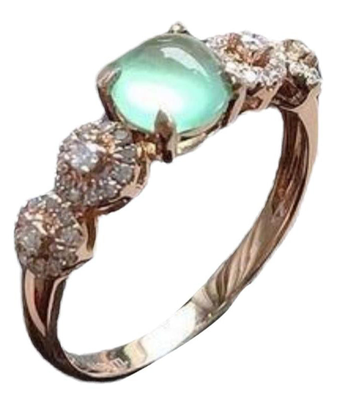 Rose Gold Sterling Silver Overgild Zircon Jade Rings