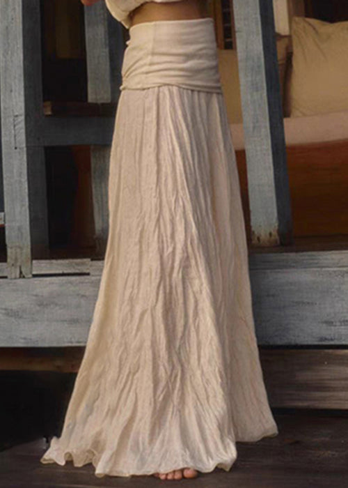 Beige High Waist Cotton Two Pieces Set Sleeveless Summer