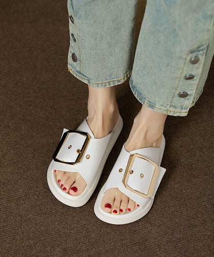 Comfy Black Splicing Platform Slide Sandals