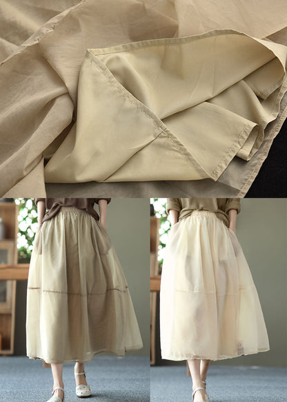Milk Tea Color Pockets Tulle a Line Skirt Summer