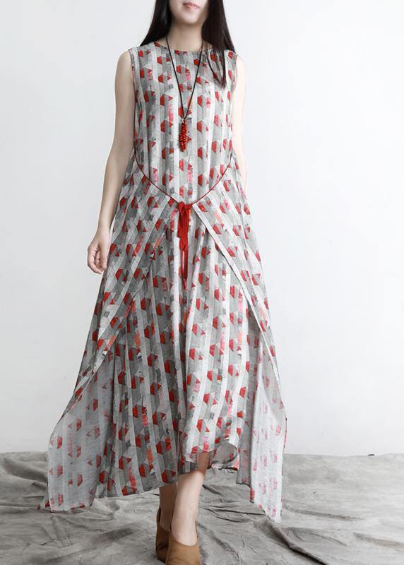 Fitted Print Patchwork Asymmetrical Design Summer Dress