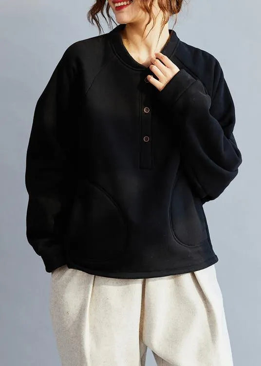 French Black Cotton Tops Blouses O Neck Art Spring Blouse