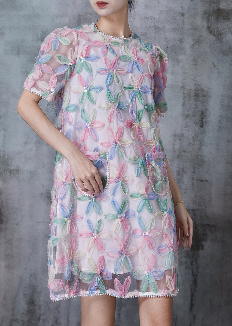 Rainbow Puff Sleeve Tulle Tea Dress Summer