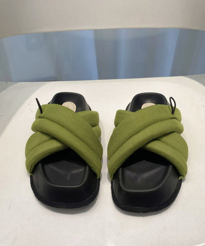 Splicing Platform Green Breathable Mesh Slide Sandals