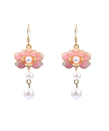 Colorblock Copper Overgild Acrylic Pearl Drop Earrings