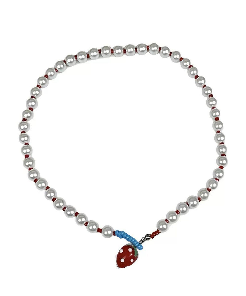 White Alloy Strawberries Pearl Princess Necklace