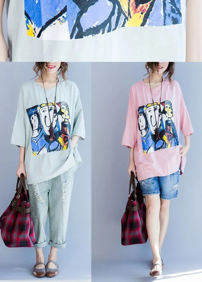 Blue Green Side Open Cotton Summer Tops