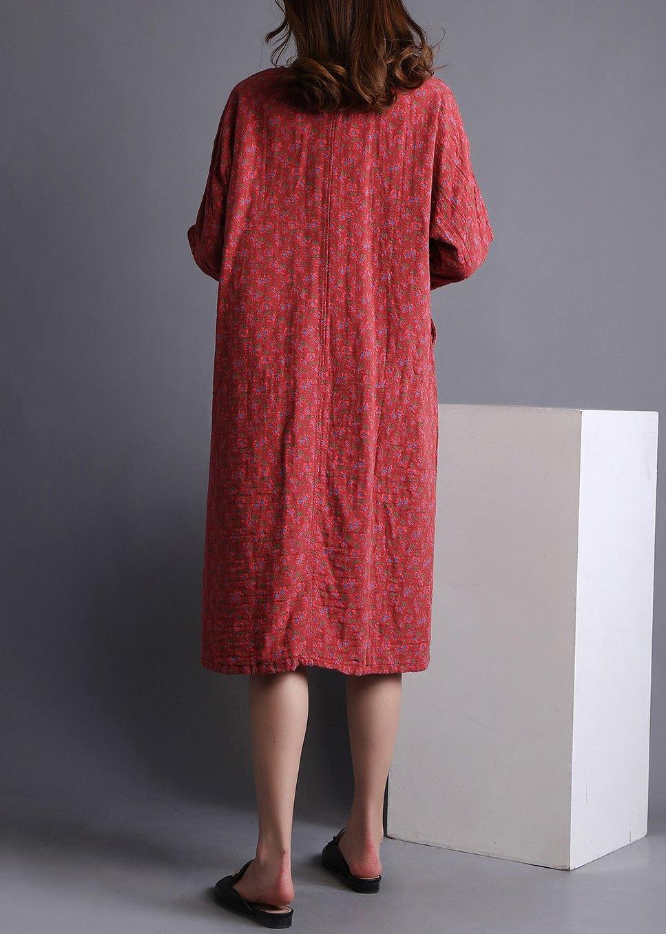 Diy Red V Neck Dress Print Spring Maxi Dresses