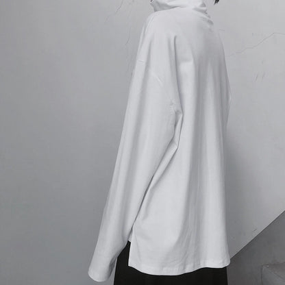 Diy White Tunic Top High Neck Asymmetric Midi Top