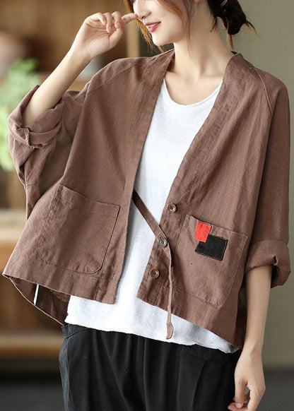 Chocolate V Neck Coat Spring