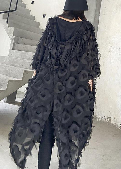 Black Feather Big Size Dress New V-spring Summer