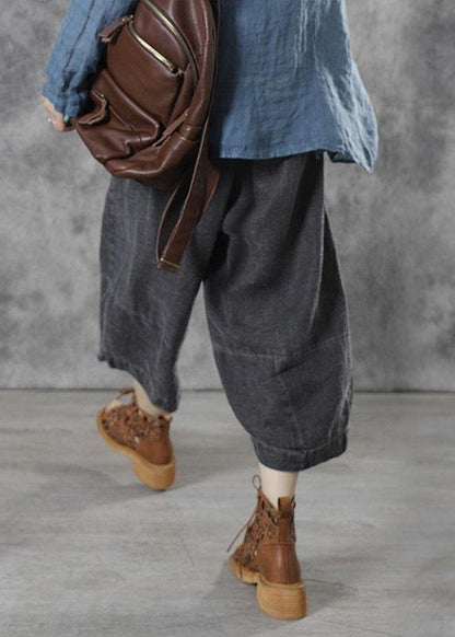 Grey Pockets Loose Fall Pants