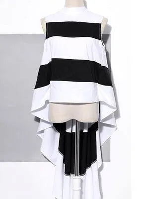 White Patchwork Bluelow High Design Blouses
