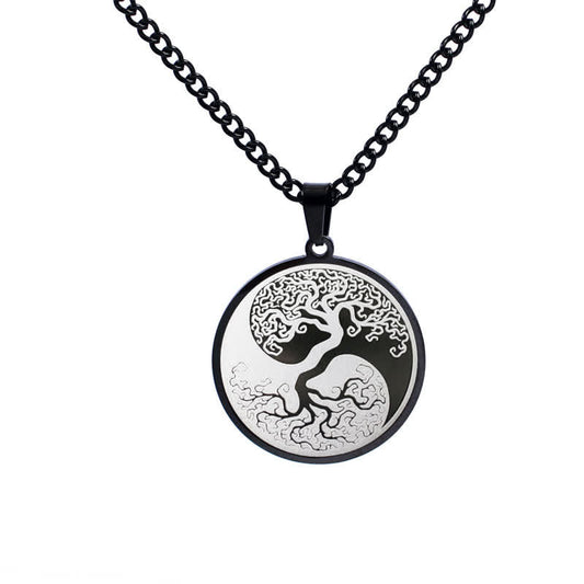 Buddha Stones the Tree of Life Titanium Steel Connection Necklace Pendant