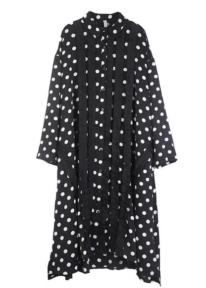 Black Dot Peter Pan Collar Print Shirts Dresses Spring