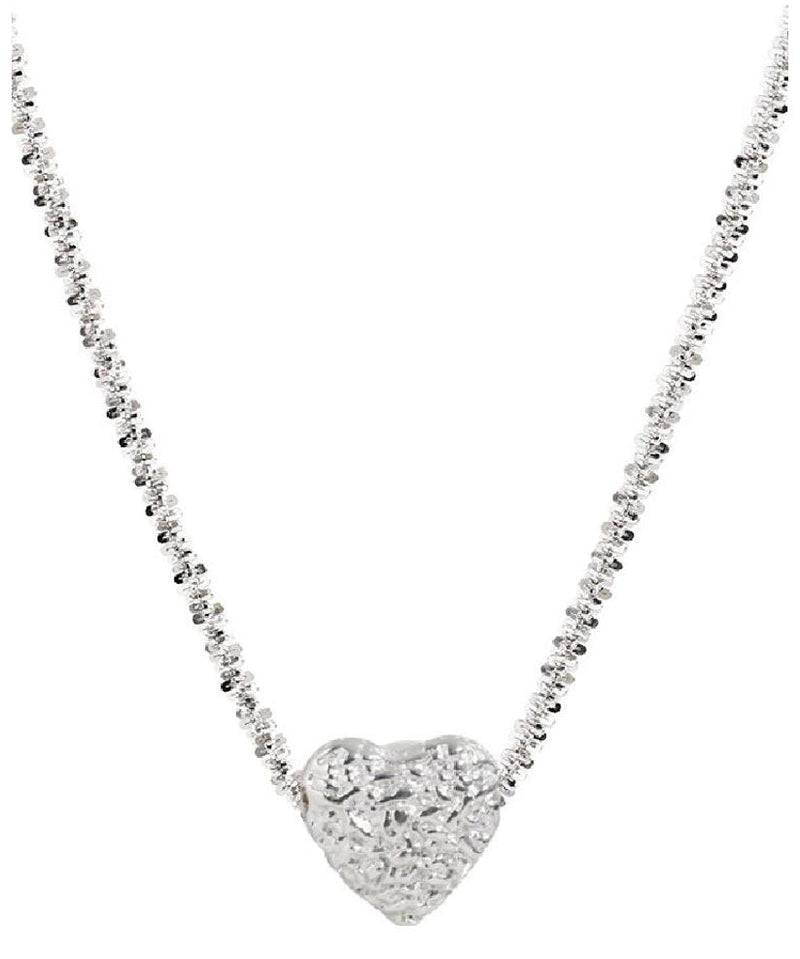 Stylish White Sterling Silver Chain Love Pendant Necklace