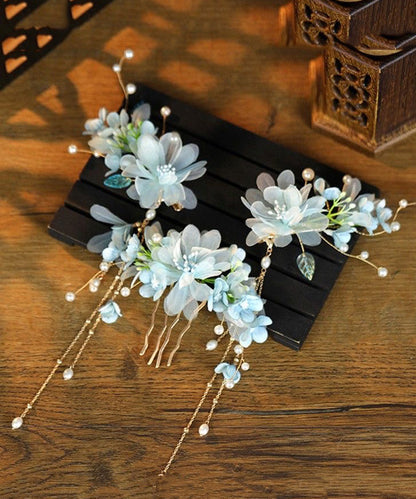 Gradient Color Sterling Silver Overgild Tassel Hairpin Two-piece Set