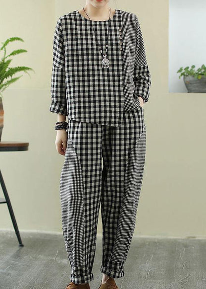 Spring Art Retro Plaid Splicing Suit