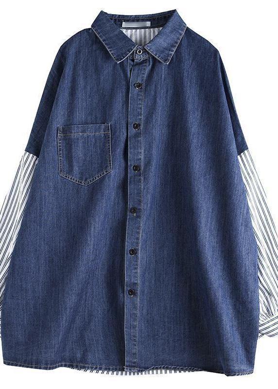 Organic Patchwork Shirts Denim Blue Tops