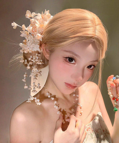 Champagne Alloy Pearl Lily of the Valley Tassel Hairpin