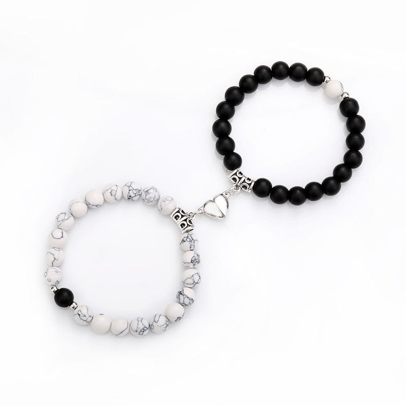 Natural Stone Couple Bracelet Crystal Set (2 Pieces)