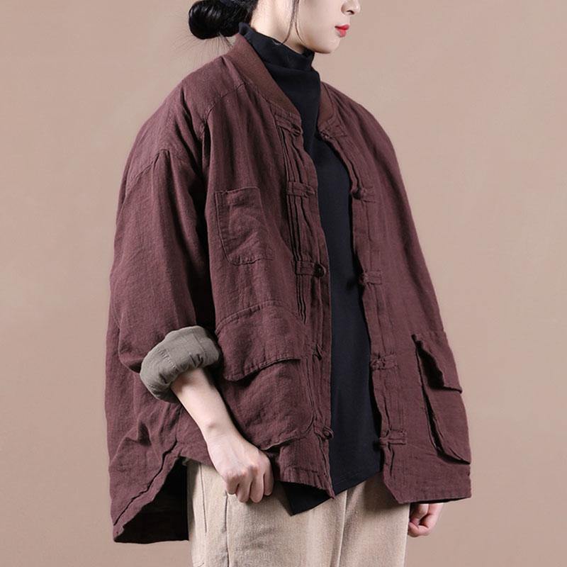 Orange Linen Jacket Short Coat
