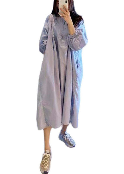 Unique Blue Button Loose Dresses Spring