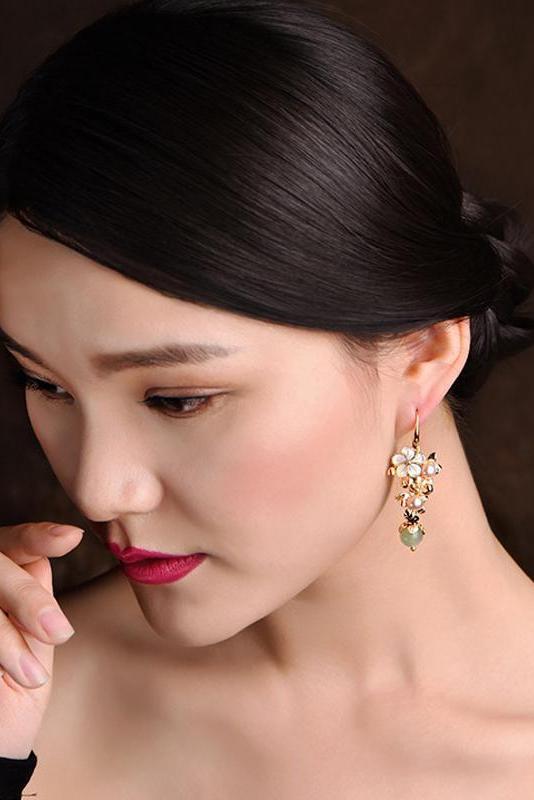 Gold Plated Long Eardrop Earrings