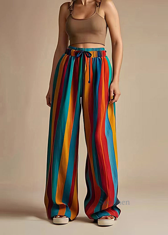 Colorblock Oversized Striped Linen Wide Leg Pants Summer