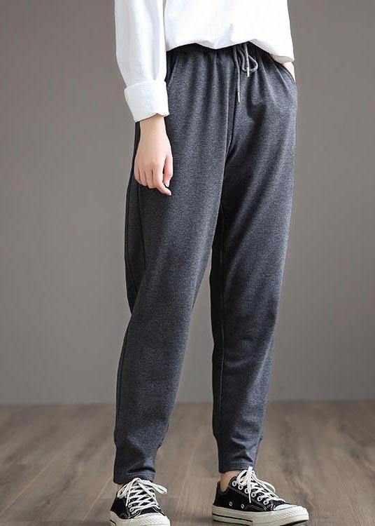 French Dark Gray Wild Pants Spring Elastic Waist Ideas Wide Leg Pants