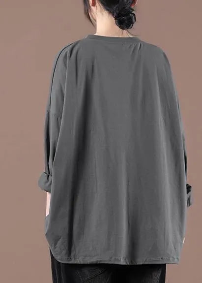 Gray Cinched Pockets Loose Sweatshirts Top