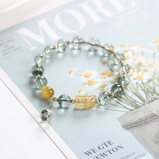 Buddha Stones Green Phantom Citrine Pixiu Confidence Bracelet