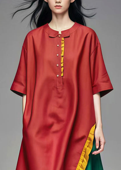 French Mulberry Oversized Patchwork Cotton Maxi Dresses Summer (ships in 15 Business Days)