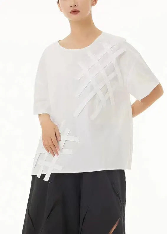 White O-neck Oversized Cotton Tank Tops Summer