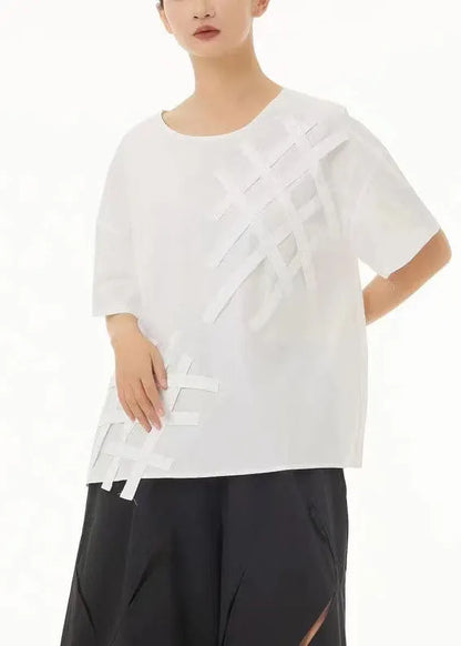 White O-neck Oversized Cotton Tank Tops Summer