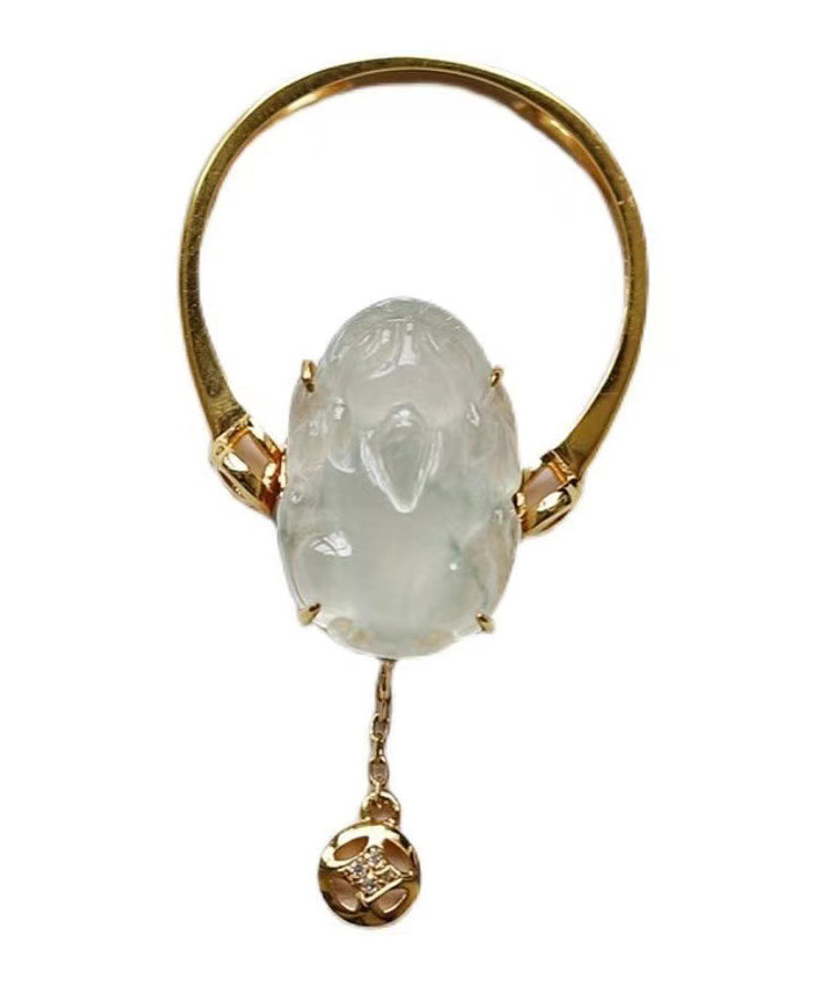 Fine Gold Sterling Silver Overgild Chalcedony a Mythical Wild Animal Tassel Rings
