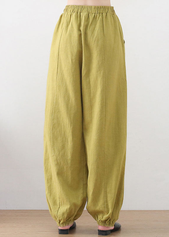 Ginger Elastic Waist Linen Beam Pants Summer