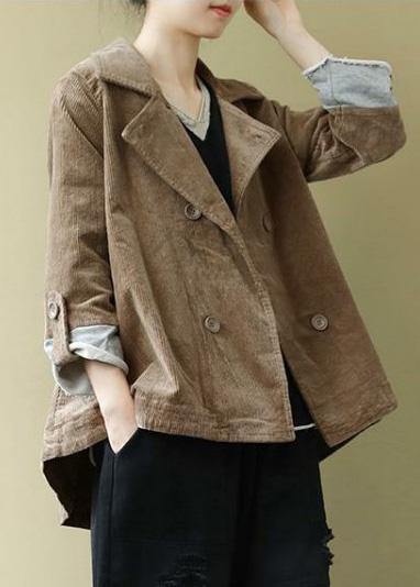 Notched Fine Spring Coats Blouses Khaki Loose Outwear