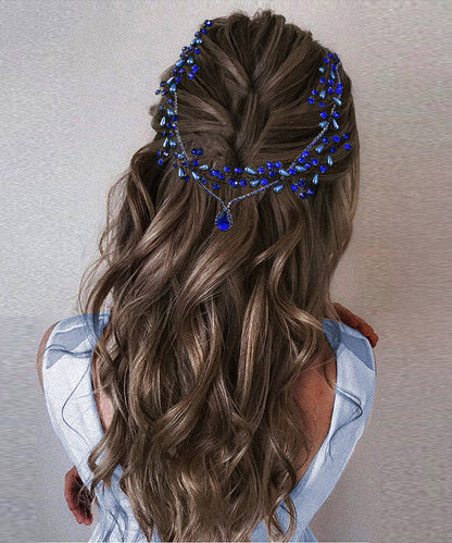 Blue Zircon Water Dropl Pearl Hairpiece