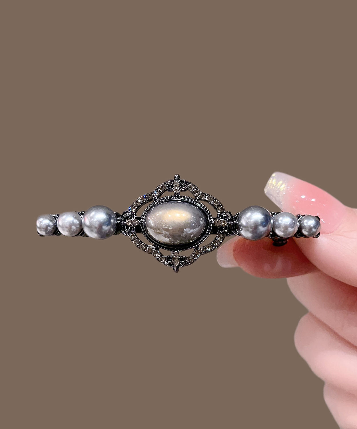 Boutique Black Alloy Pearl Hollow Out Hairpin