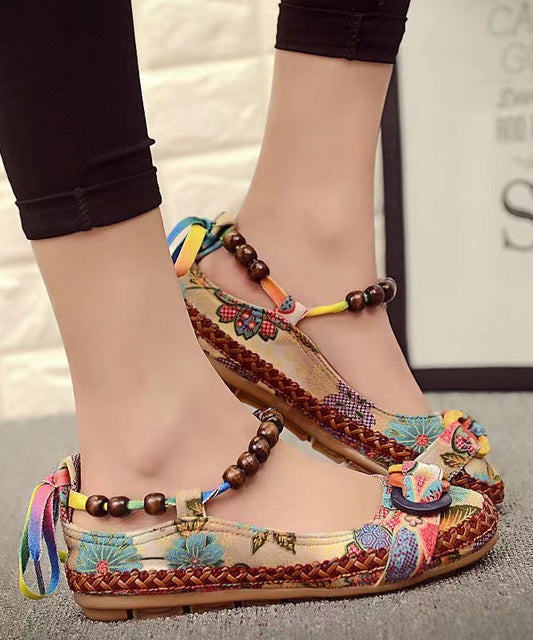 Style Handmade Beaded Flat Sole Single Shoes Soofairy Shoes-20251