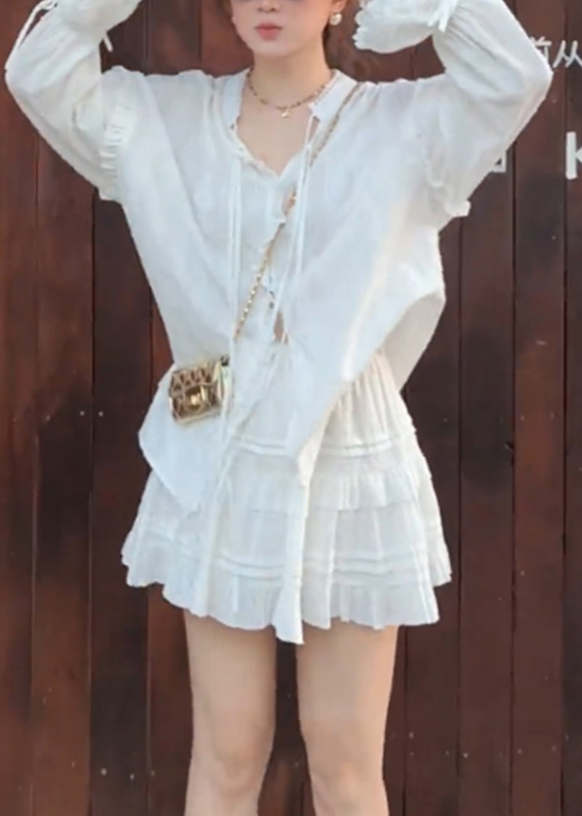 White Oversized Cotton Two Pieces Set Spring