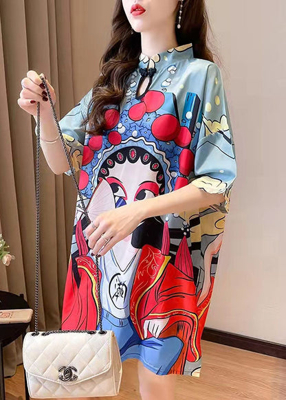 New Summer Peking Opera Face Design and Slim Slim Dress