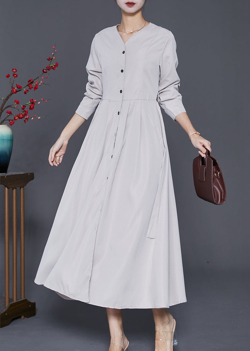 V Neck Tie Waist Exra Large Hem Maxi Dress Fall
