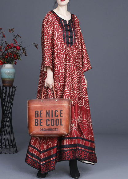 Diy Red Print Oriental Asymmetrical Design Dresses Summer Spring