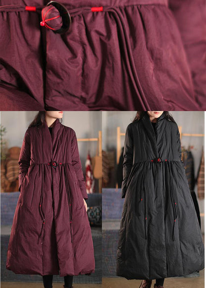 Mulberry V Neck Embroideried Pockets Duck Down Witner Coats