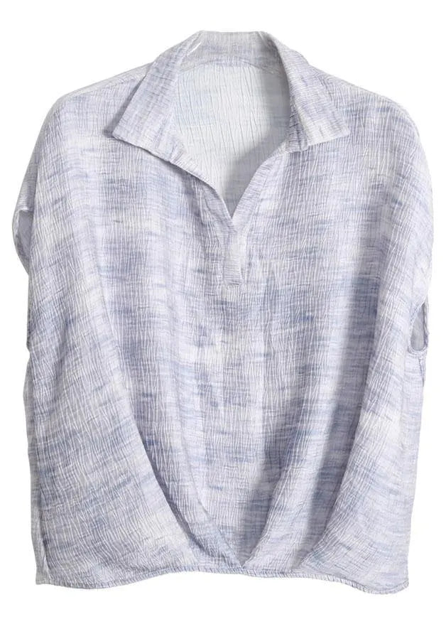 Art Light Blue Peter Pan Collar Tencel Top